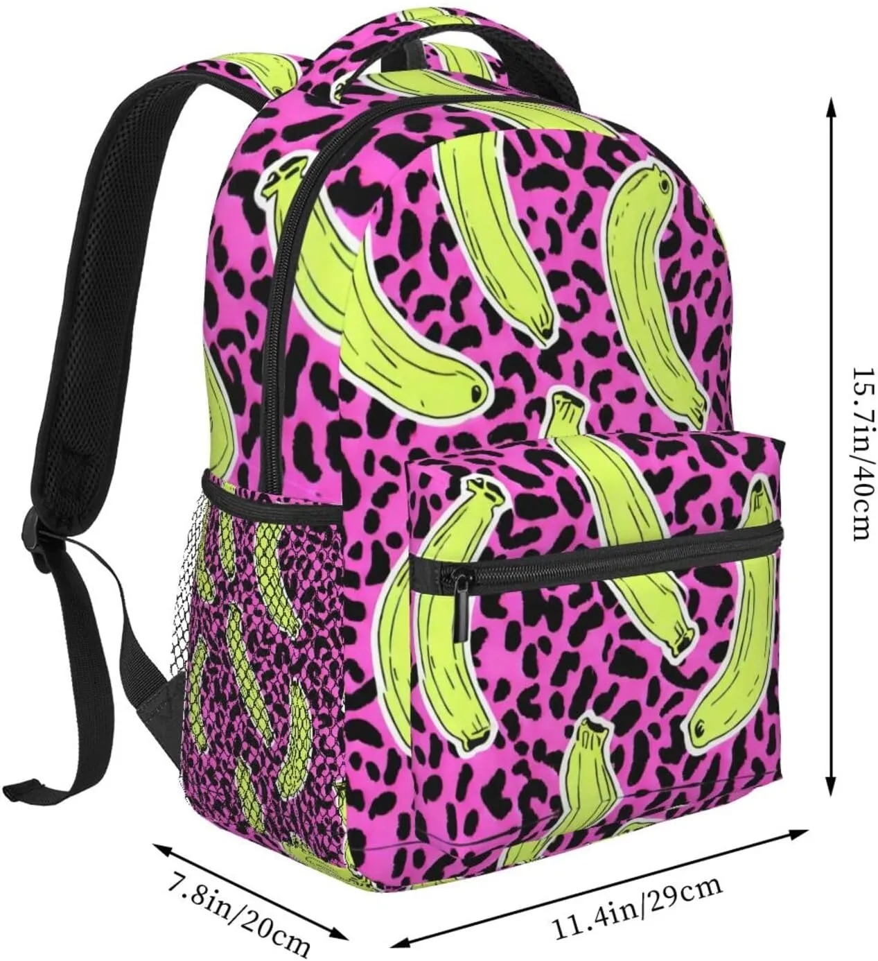 Polyester Daypack Backpack for Climbing Outdoors Running - Big Capacity Multipurpose Anti-Theft Bookbag, Banana Leopard Pattern Travel Hiking & Camping Rucksack