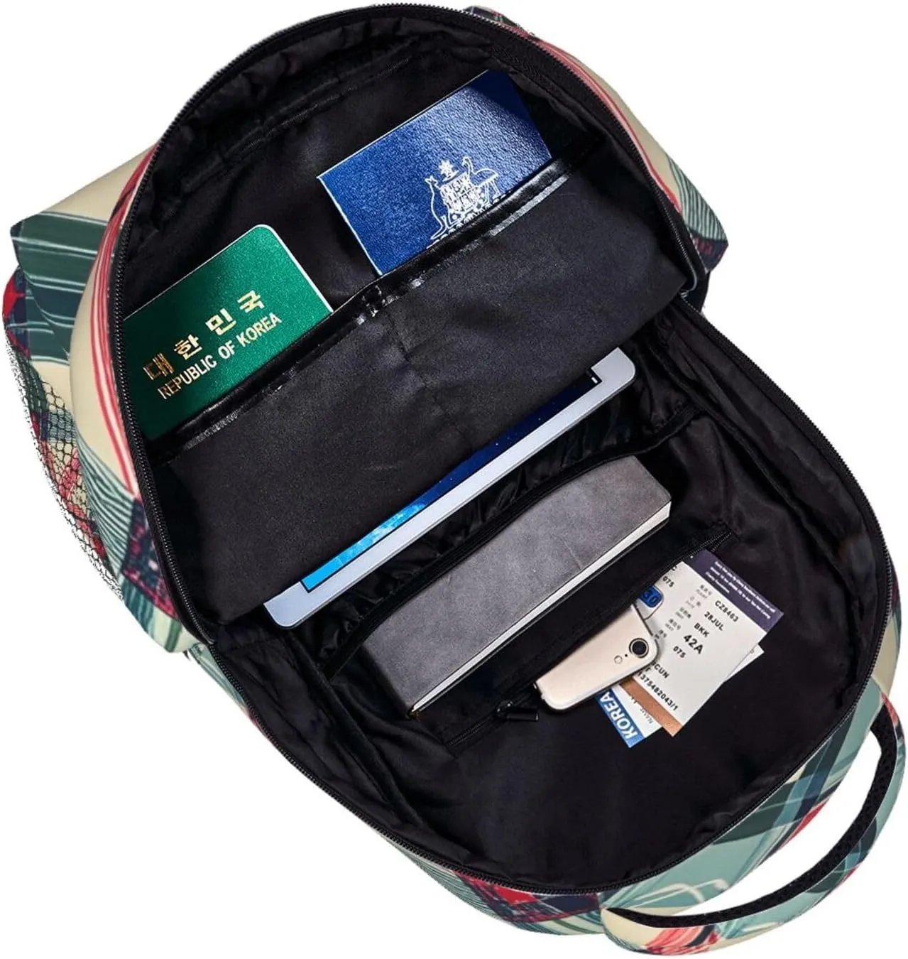 Polyester Daypack for Camping Travel Walking Cycling - Big Capacity Anti-Theft Multipurpose Bookbag, Retro Scottish Tartan Plaid Art Camping Outdoor Backpack