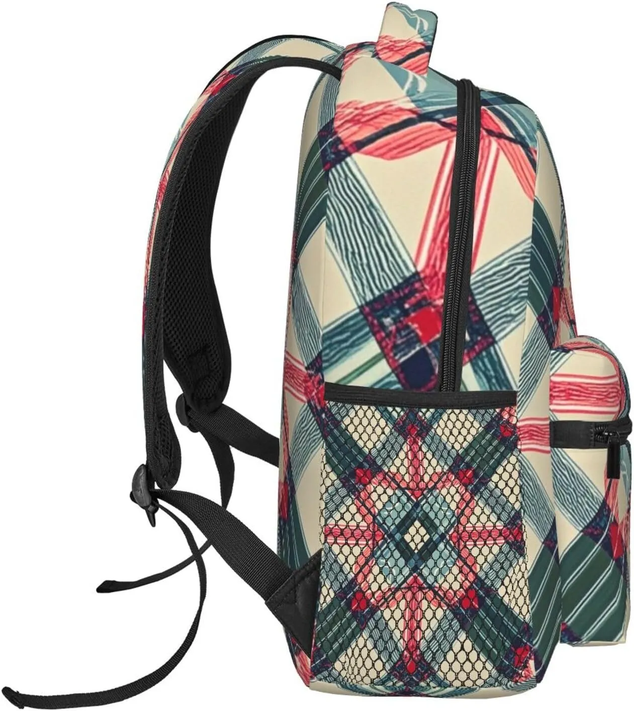 Polyester Daypack for Camping Travel Walking Cycling - Big Capacity Anti-Theft Multipurpose Bookbag, Retro Scottish Tartan Plaid Art Camping Outdoor Backpack