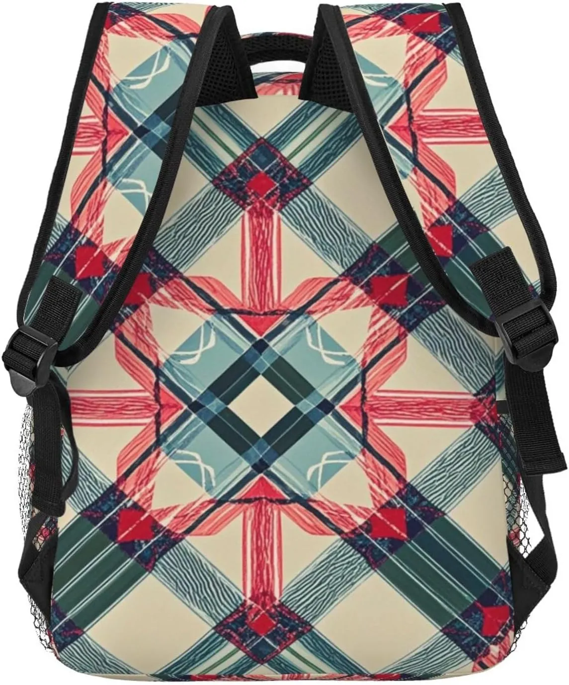Polyester Daypack for Camping Travel Walking Cycling - Big Capacity Anti-Theft Multipurpose Bookbag, Retro Scottish Tartan Plaid Art Camping Outdoor Backpack