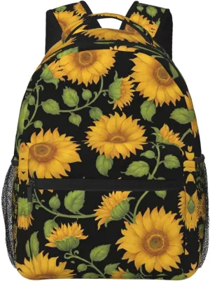 Polyester Daypack for Hiking Work Running - Big Capacity Anti-Theft Multipurpose Shoulder Bag, Beautiful Sunflower Art Travel and Sport Backpack Rucksack