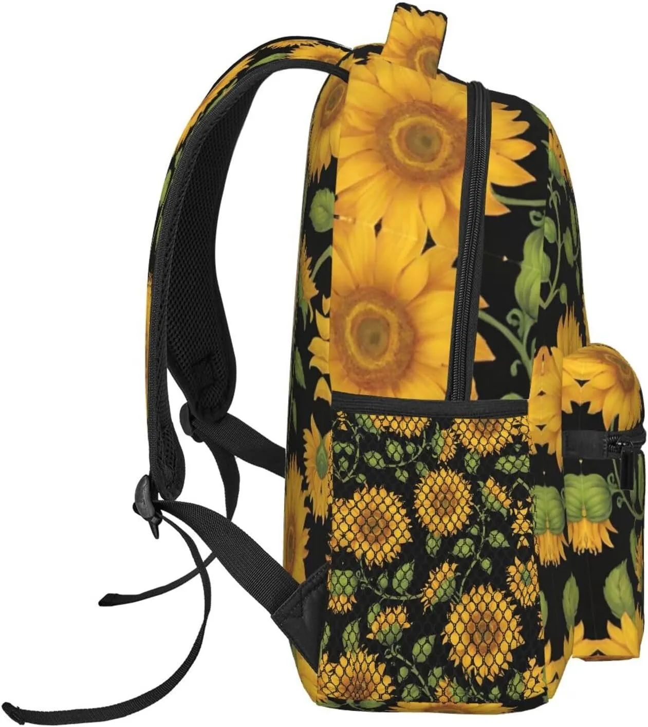 Polyester Daypack for Hiking Work Running - Big Capacity Anti-Theft Multipurpose Shoulder Bag, Beautiful Sunflower Art Travel and Sport Backpack Rucksack