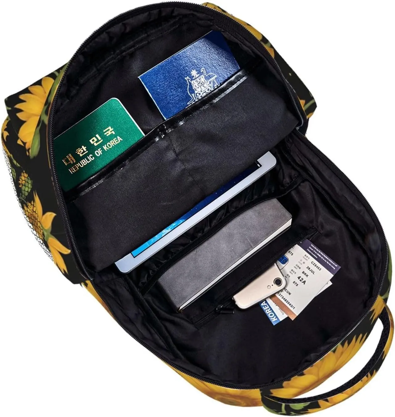 Polyester Daypack for Hiking Work Running - Big Capacity Anti-Theft Multipurpose Shoulder Bag, Beautiful Sunflower Art Travel and Sport Backpack Rucksack