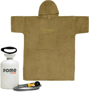 Pomo High Pressure 5L Portable Shower, Outdoor Shower, Camping Shower, Surf Rinse Kit Surf Poncho, Towel Poncho Adult Made of 100% Cotton, Unisex, One-Size Fits All Changing Poncho