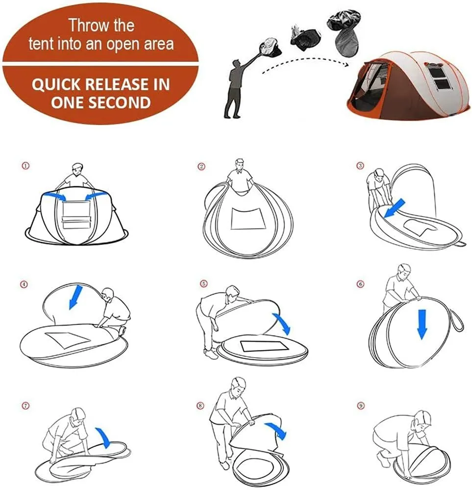 Pop-up Tent for 5-6 People, Outdoor Camping Portable UV-Protection Beach Tent,All Weather Protection Waterproof & Windproof, for Camping Hiking, 280*200*120cm, Khaki
