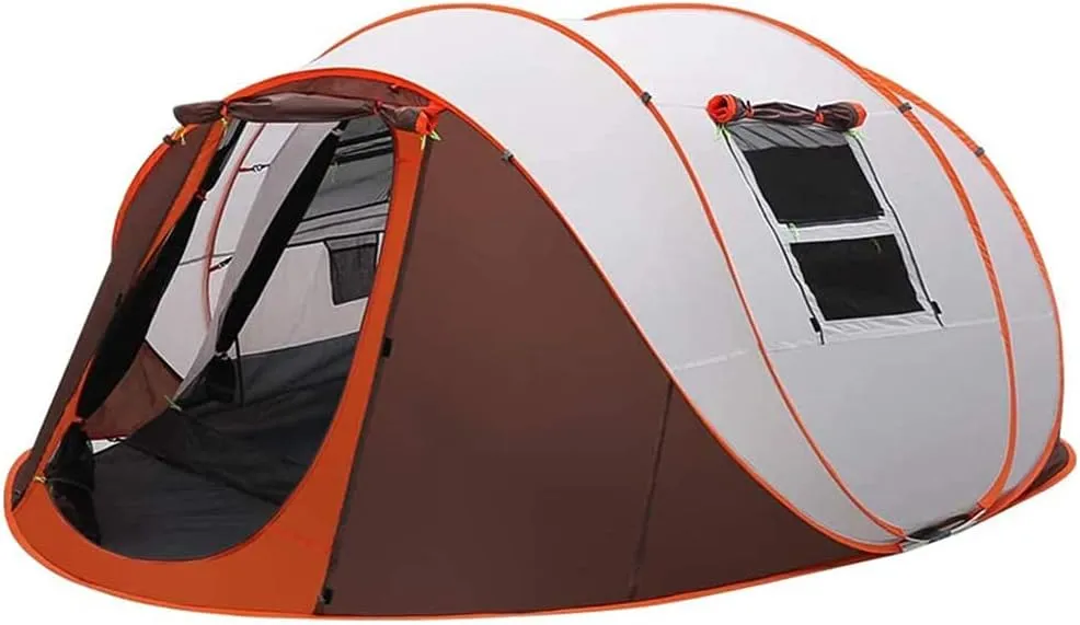 Pop-up Tent for 5-6 People, Outdoor Camping Portable UV-Protection Beach Tent,All Weather Protection Waterproof & Windproof, for Camping Hiking, 280*200*120cm, Khaki
