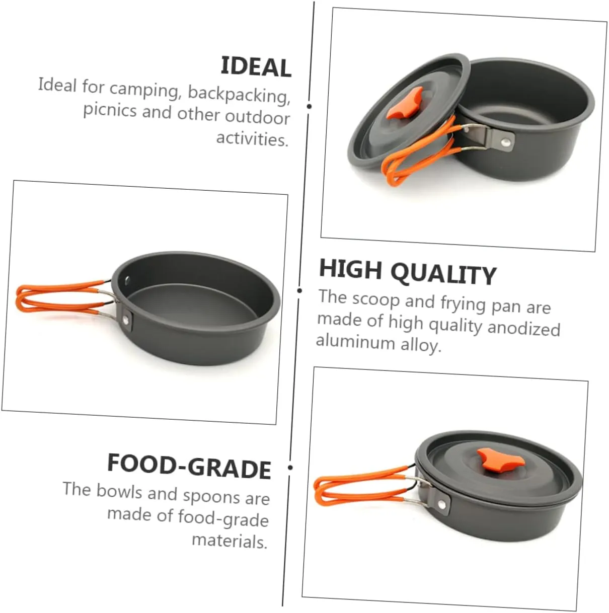 POPETPOP Portable Pot Outdoor Portable Cookware Camp Travel Pots Small Backing Cookware Aluminum Alloy
