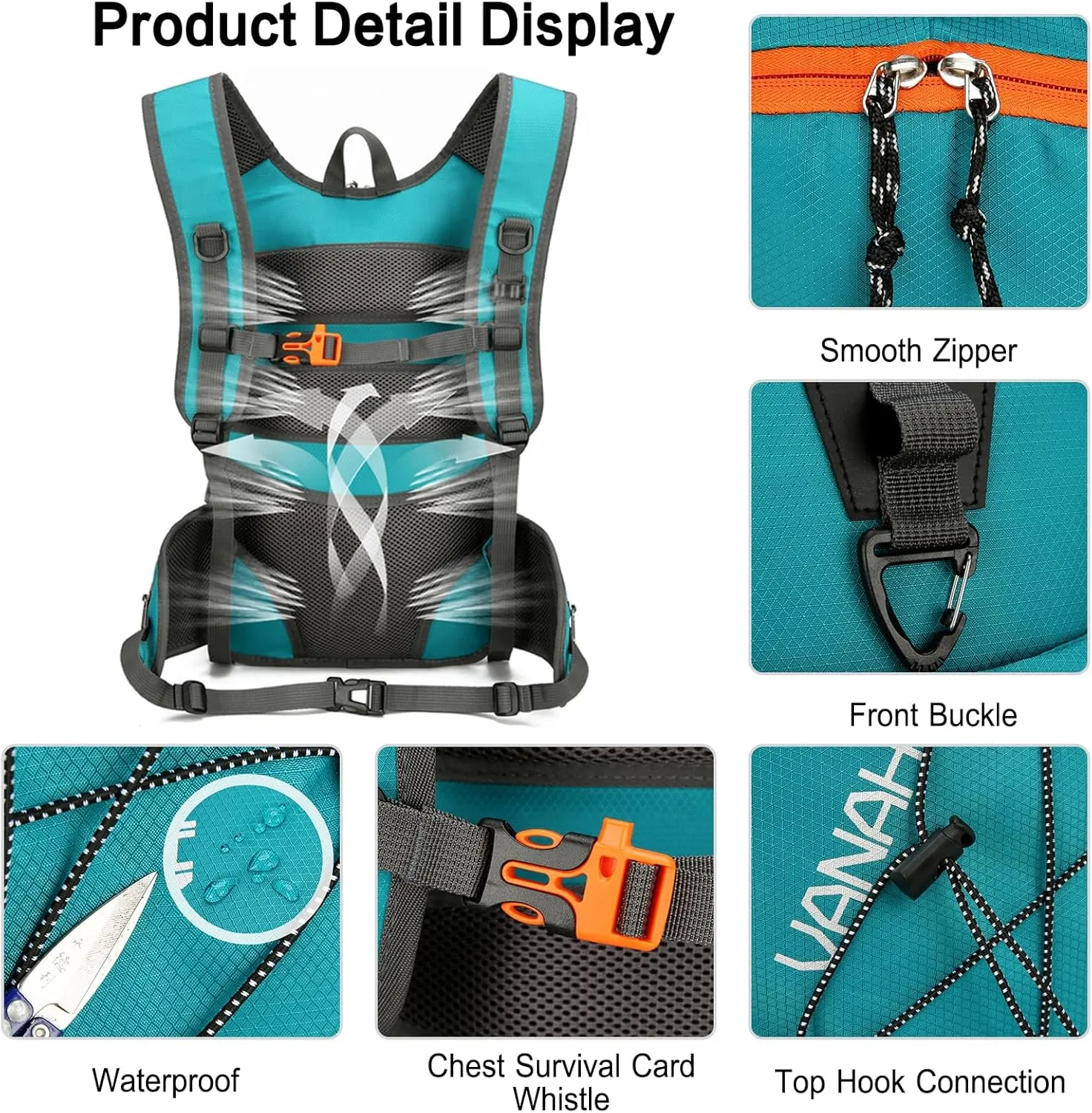 PORRASSO Hiking Backpack 18L Waterproof Rucksack Daypack Lightweight Backpack for Women Men Camping Trekking Cycling Climbing Outdoor Sports Green