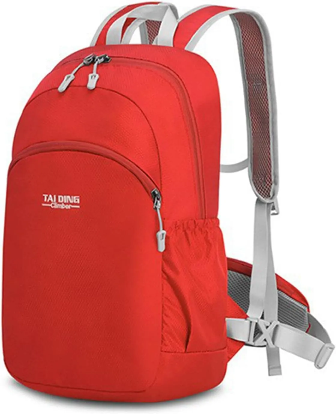 PORRASSO Hiking Backpack Waterproof Daypack Lightweight Foldable Rucksack 19L Backpack for Women Men Camping Trekking Cycling Climbing Outdoor Sports Red