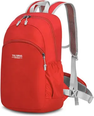 PORRASSO Hiking Backpack Waterproof Daypack Lightweight Foldable Rucksack 19L Backpack for Women Men Camping Trekking Cycling Climbing Outdoor Sports Red