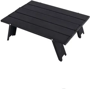 Portable Beach Table Aluminum Ultralight Folding Camping Table，Backpacking Mini Small Folding Camping Side Table for Camp, Portable Table for Outdoor Picnic (Color : Black)