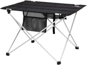 Portable Beach Table Camping Folding Table Aluminum Alloy Folding Portable Picnic Camping Table with Aluminum Legs Roll Up Table Folding Camping Table (Color : Black, Size : 57 * 42 * 38cm)