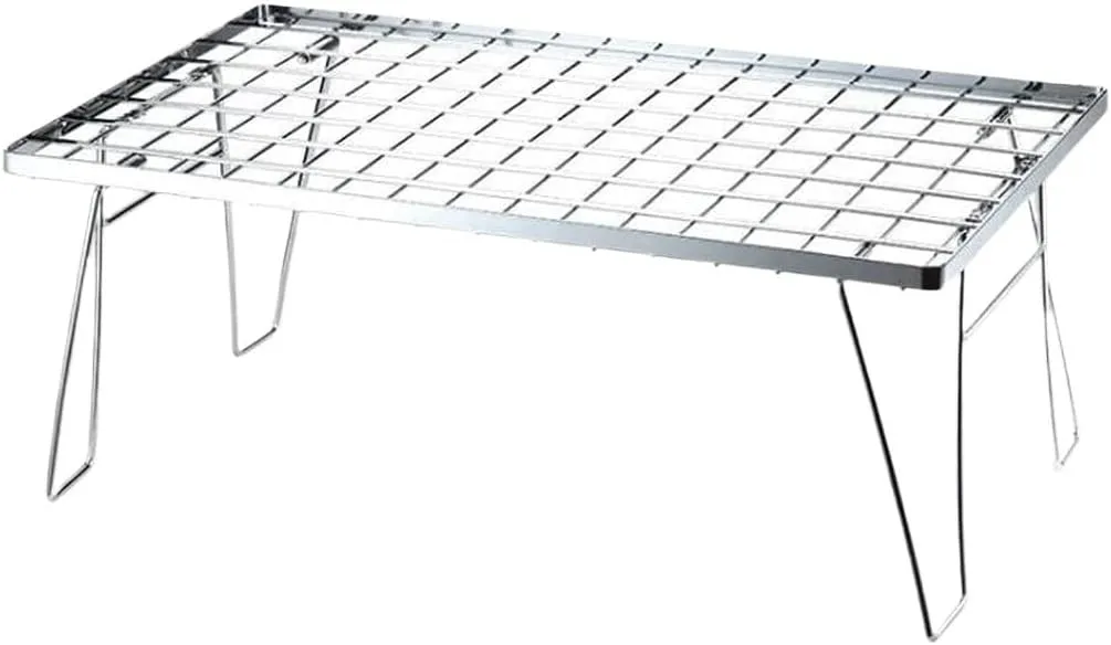 Portable Beach Table Camping Folding Table Multi-Purpose Folding Table Stainless Steel Camping Table Outdoor Picnic Grill Folding Camping Table