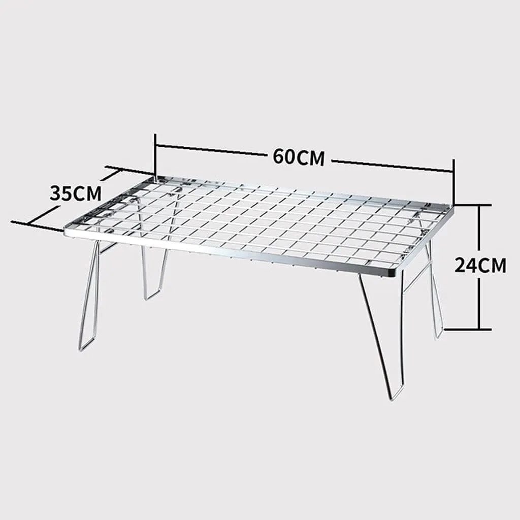 Portable Beach Table Camping Folding Table Multi-Purpose Folding Table Stainless Steel Camping Table Outdoor Picnic Grill Folding Camping Table
