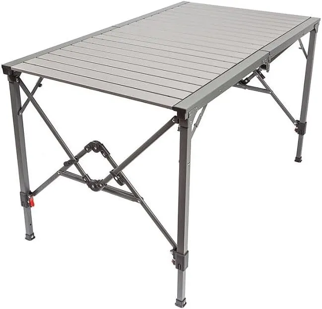 Portable Camping & Event Table | Adjustable Heights | Durable Aluminum Slat Top