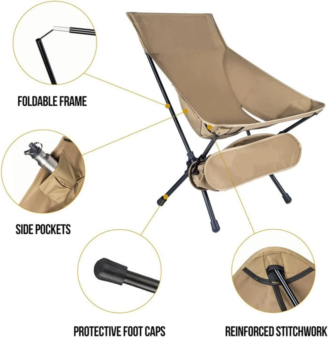 Portable Camping Chairs Outdoor High Back Chair for Fishing Trekking BBQ Parties Gardening Indoor Use