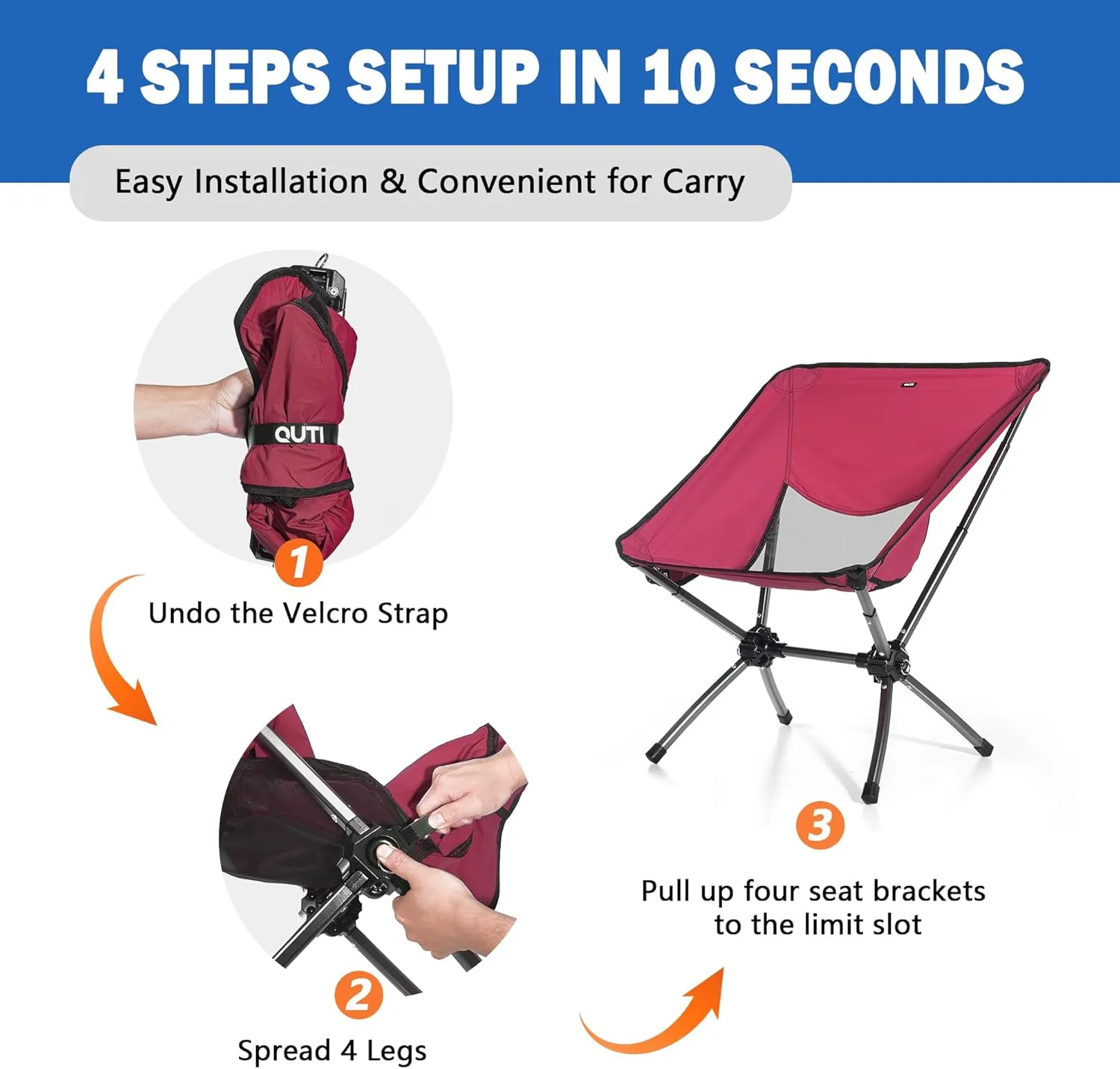 Portable Camping Chairs,Camp Chairs for Adults,Outdoor Chair Supports 380Lbs,Folding Camping Chair with Cup Holder Carry Bag,Fast Setup Lightweight Backpack Seat for Travel,Hiking,Beach,Adventures
