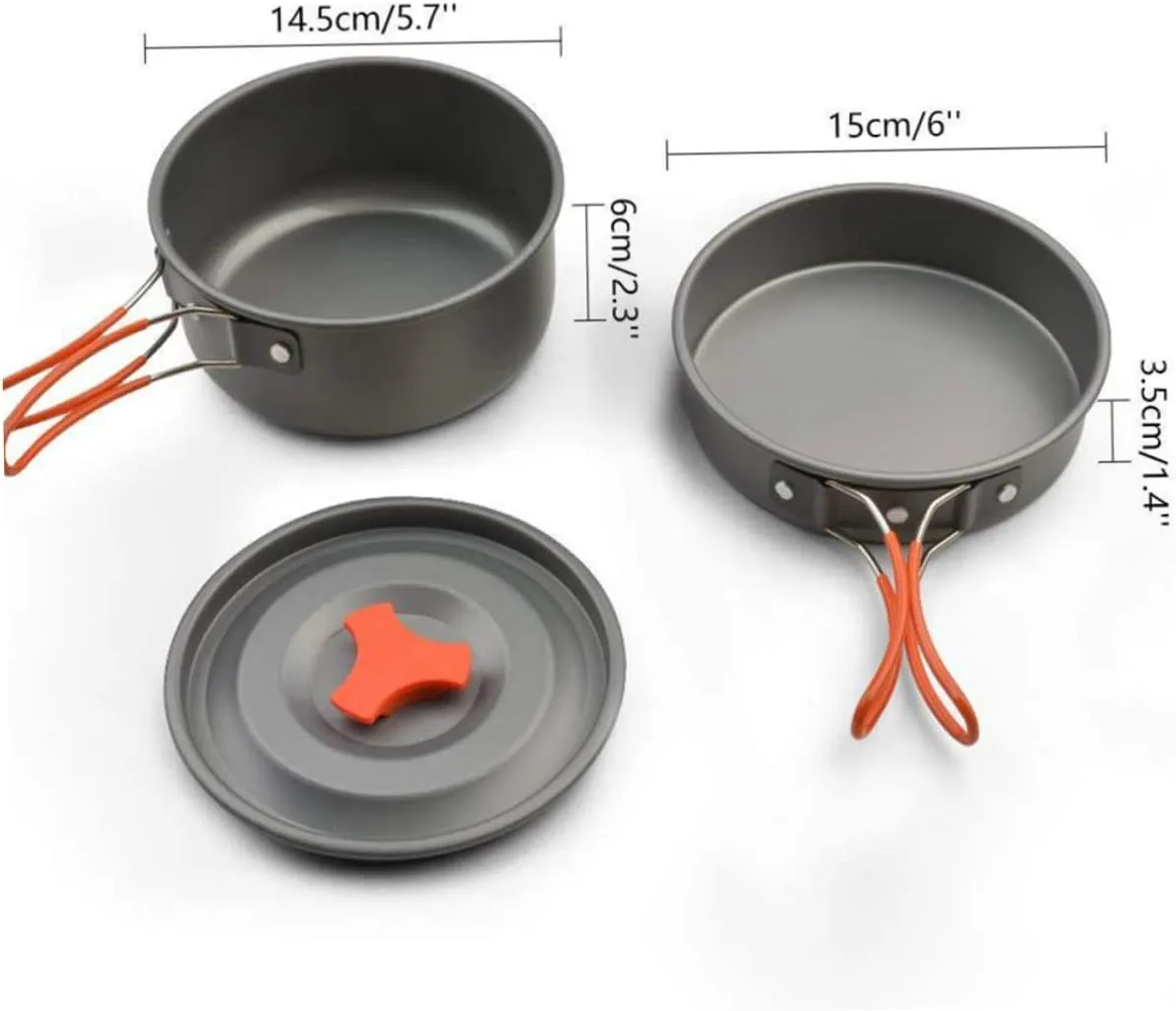 Portable Camping Cookware of Outdoor Cooking Tools with Insulated Handles Non Stick Coating Anodized for