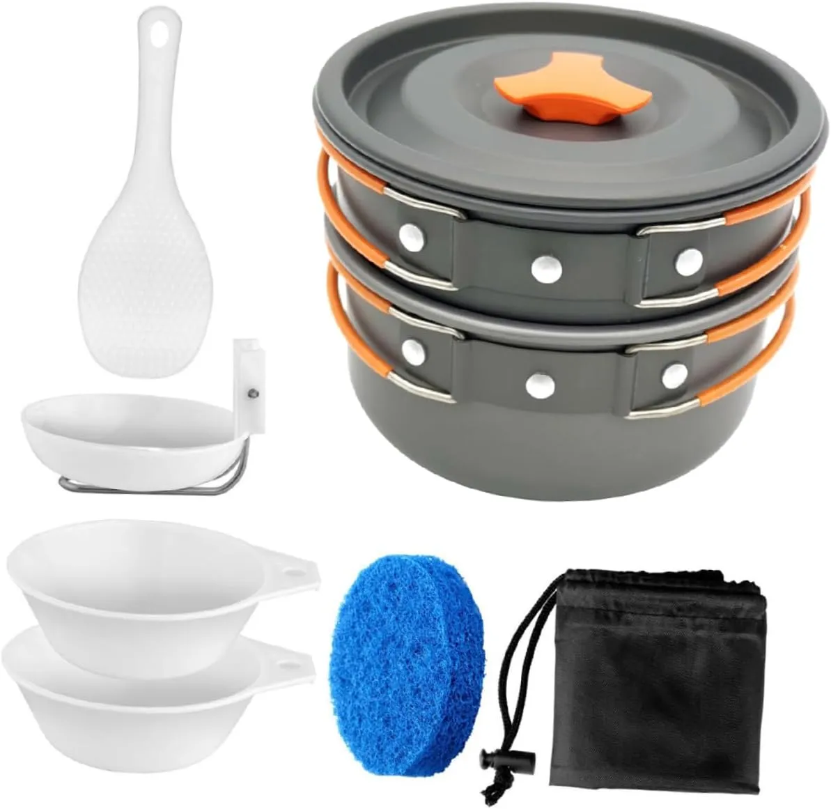 Portable Camping Cookware of Outdoor Cooking Tools with Insulated Handles Non Stick Coating Anodized for