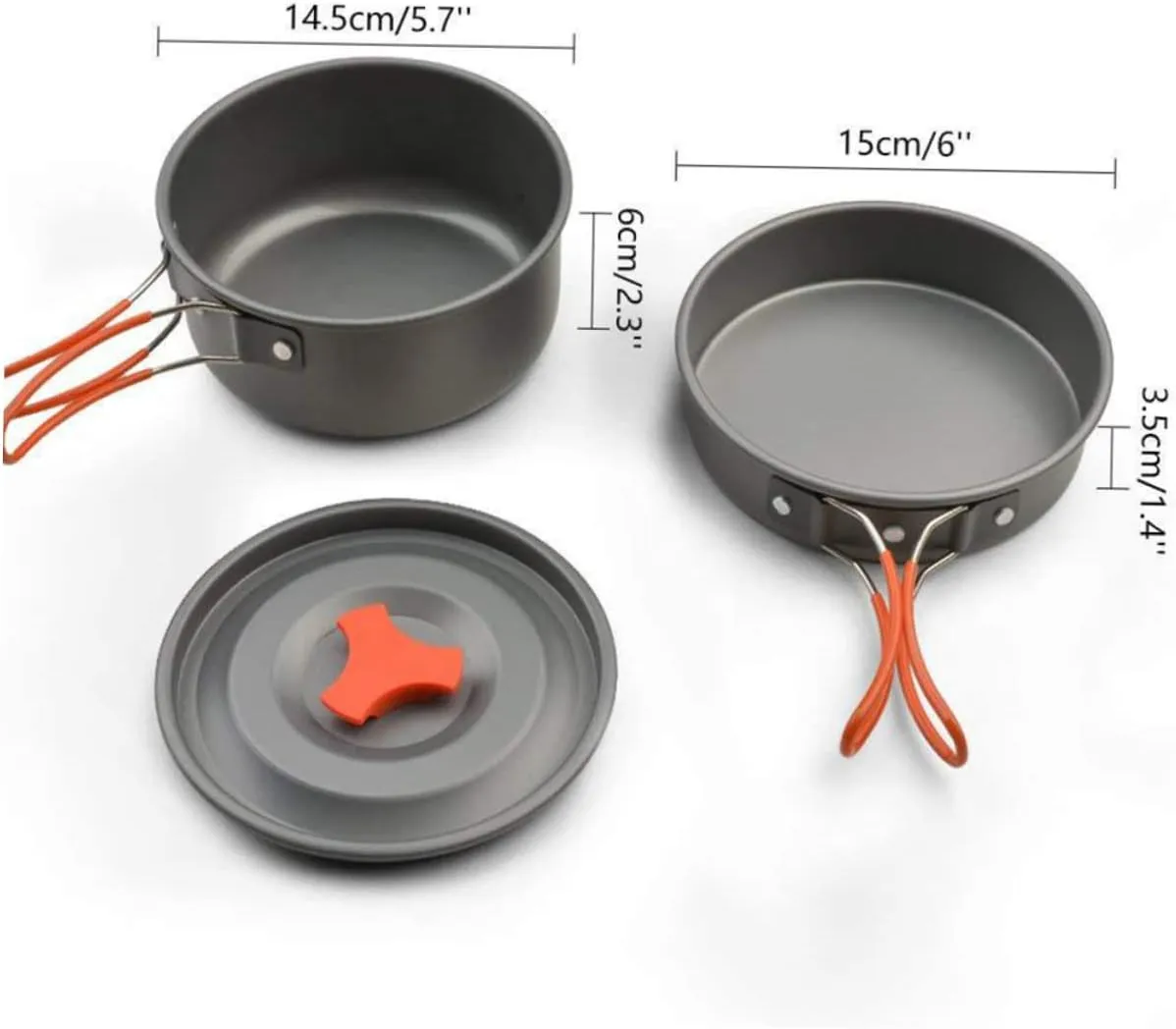 Portable Camping Cookware Travel Cooking Kit with Durable Anodized Pot Insulated Handles for People for