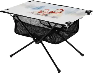 Portable Camping Table Bear Family in Snowy Forest Outdoor Foldable Camp Tables for Outside, Camping, Hiking, Tailgating