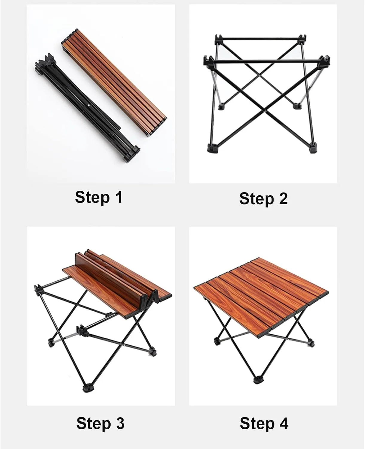 Portable Camping Table Compact Folding Table Ultra-Light Leisure Beach Table Stable and Comfortable Furniture for Hike Travel Fishing,Wood,S(Length41cm)