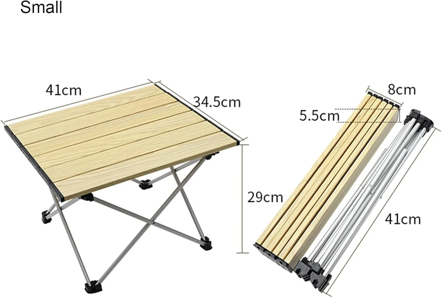 Portable Camping Table Compact Folding Table Ultra-Light Leisure Beach Table Stable and Comfortable Furniture for Hike Travel Fishing,Wood,S(Length41cm)