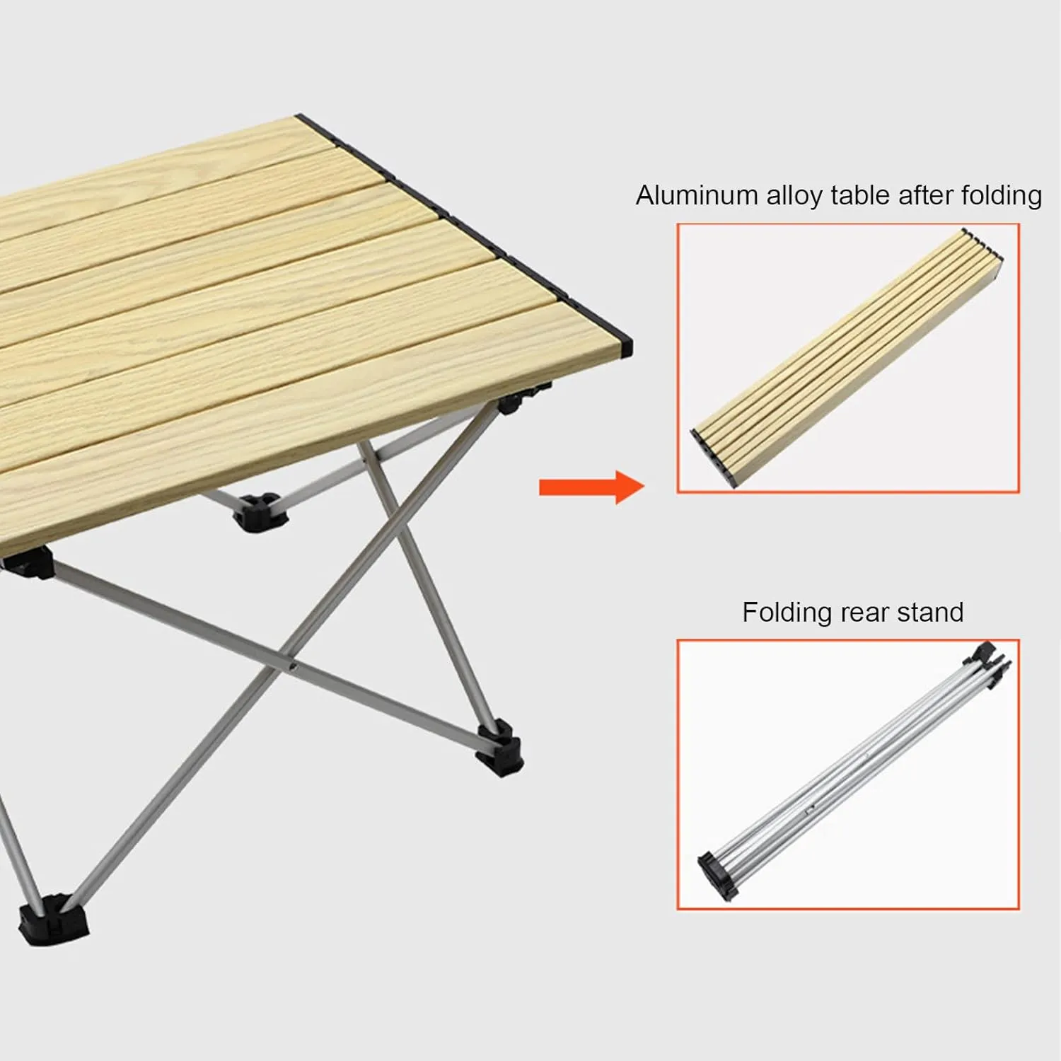 Portable Camping Table Compact Folding Table Ultra-Light Leisure Beach Table Stable and Comfortable Furniture for Hike Travel Fishing,Wood,S(Length41cm)