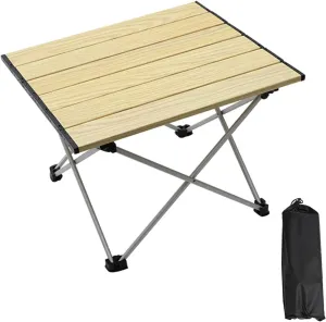 Portable Camping Table Compact Folding Table Ultra-Light Leisure Beach Table Stable and Comfortable Furniture for Hike Travel Fishing,Wood,S(Length41cm)