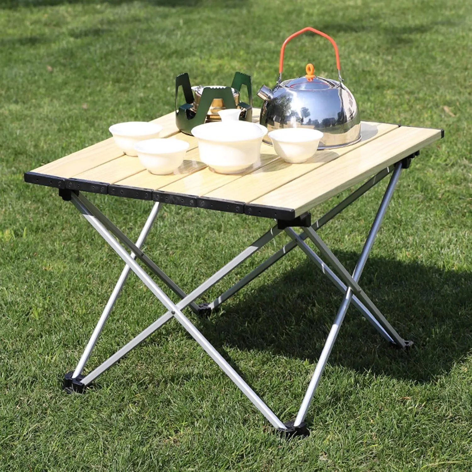 Portable Camping Table Compact Folding Table Ultra-Light Leisure Beach Table Stable and Comfortable Furniture for Hike Travel Fishing,Wood,S(Length41cm)