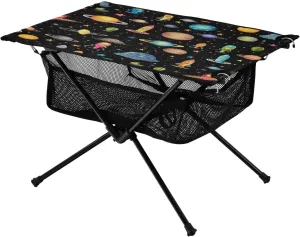 Portable Camping Table Foldable with Mesh Storage Lightweight Compact Camp Tent Side Table for Outside,Camping,Hiking,Tailgating,Space