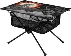 Portable Camping Table Foldable with Mesh Storage Lightweight Compact Camp Tent Side Table for Outside,Camping,Hiking,Tailgating,Sun and Moon