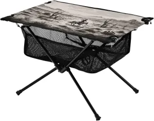 Portable Camping Table Foldable with Mesh Storage Lightweight Compact Camp Tent Side Table for Outside,Camping,Hiking,Tailgating,Western Desert Cowboy