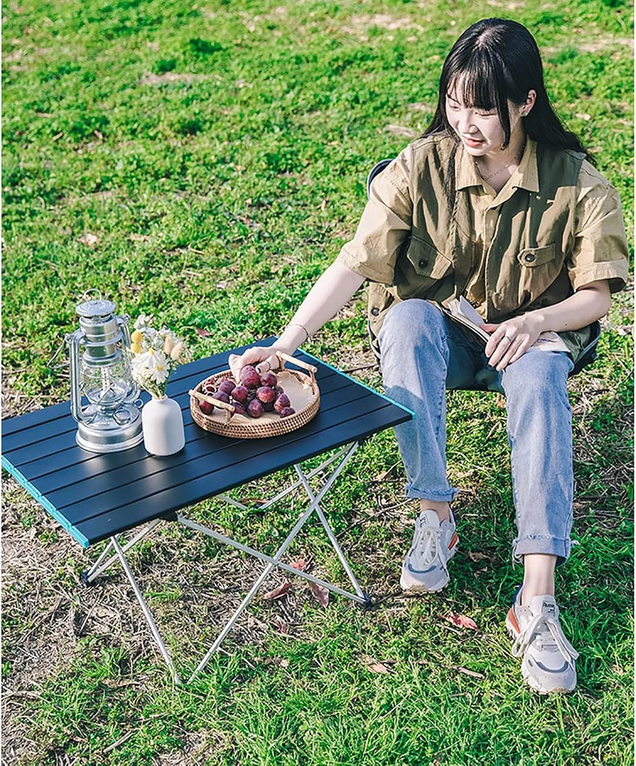 Portable Camping Table, Light Folding Table, with Aluminum Table Top and Carrying Bag, for Outdoor, Picnic, Cooking, Beach, Hiking, Fishi (Size : 40cm)