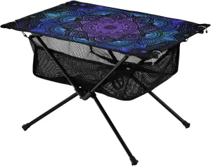 Portable Camping Table Ocean Blue Mandala Outdoor Foldable Camp Tables for Outside, Camping, Hiking, Tailgating