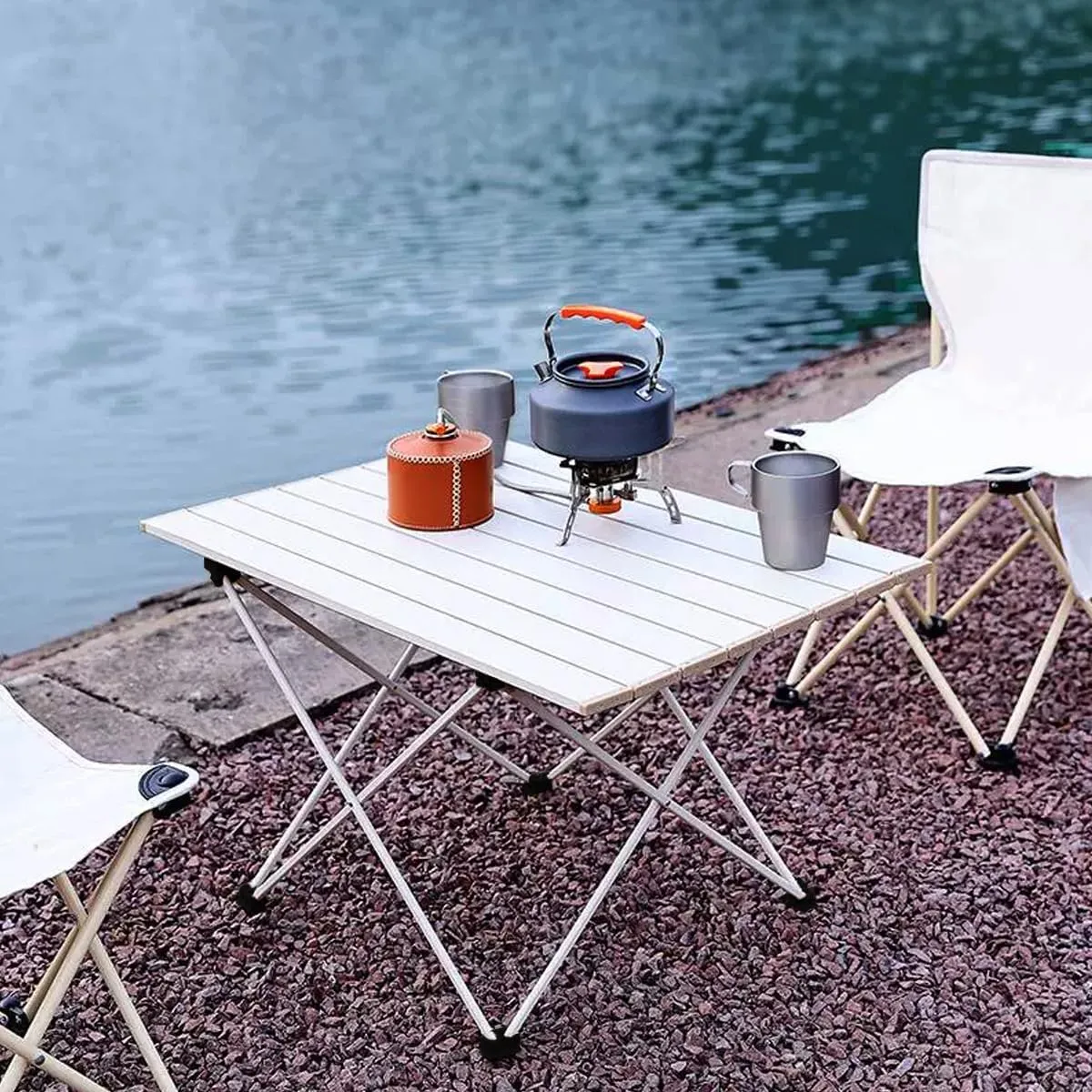 Portable Camping Table- Ultralight Aluminum Folding Table for Camping, Hiking, Backpacking, and Outdoor Adventures - Includes Carry Bag for Easy Travel and Storage (Silver, M)