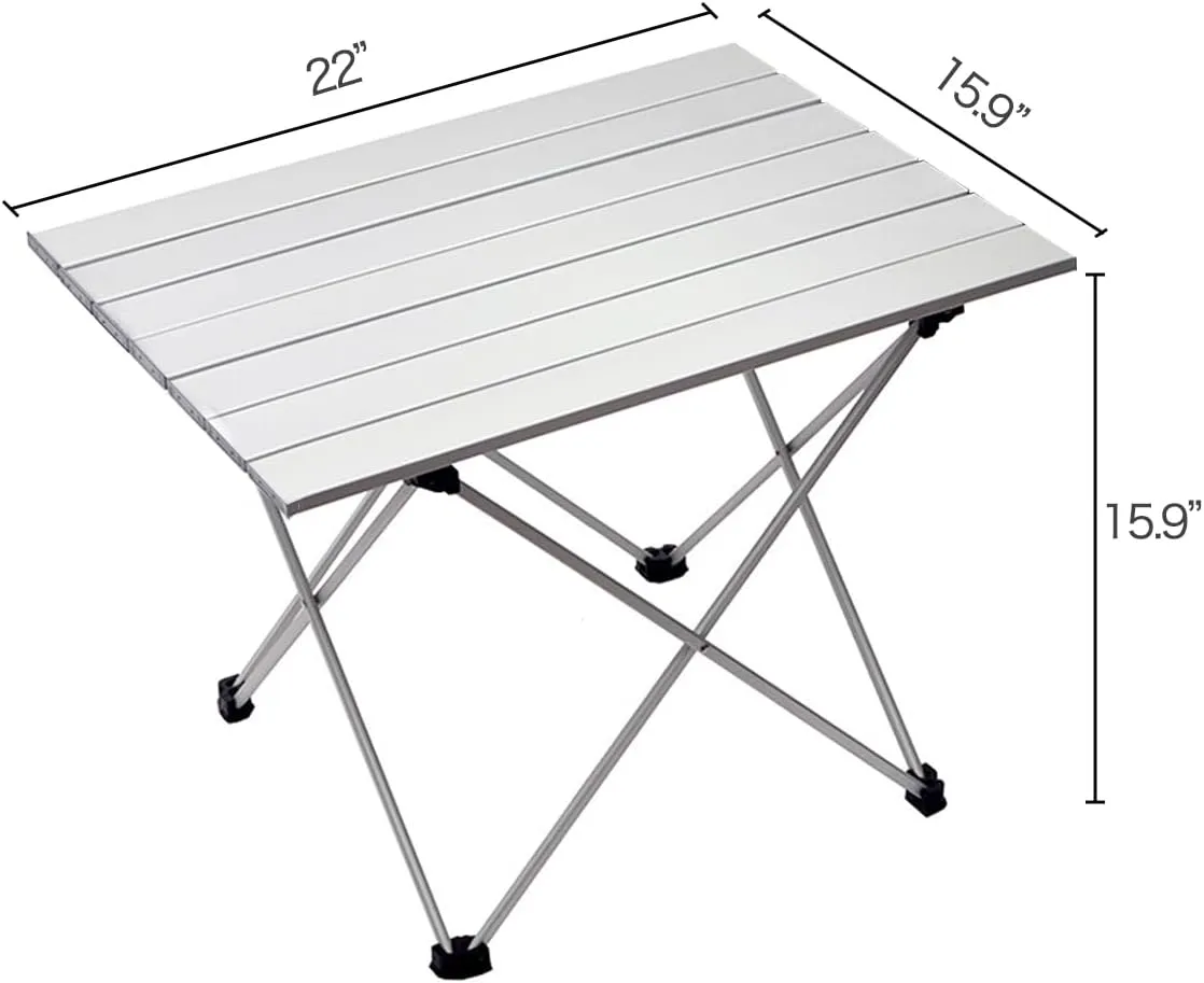 Portable Camping Table- Ultralight Aluminum Folding Table for Camping, Hiking, Backpacking, and Outdoor Adventures - Includes Carry Bag for Easy Travel and Storage (Silver, M)
