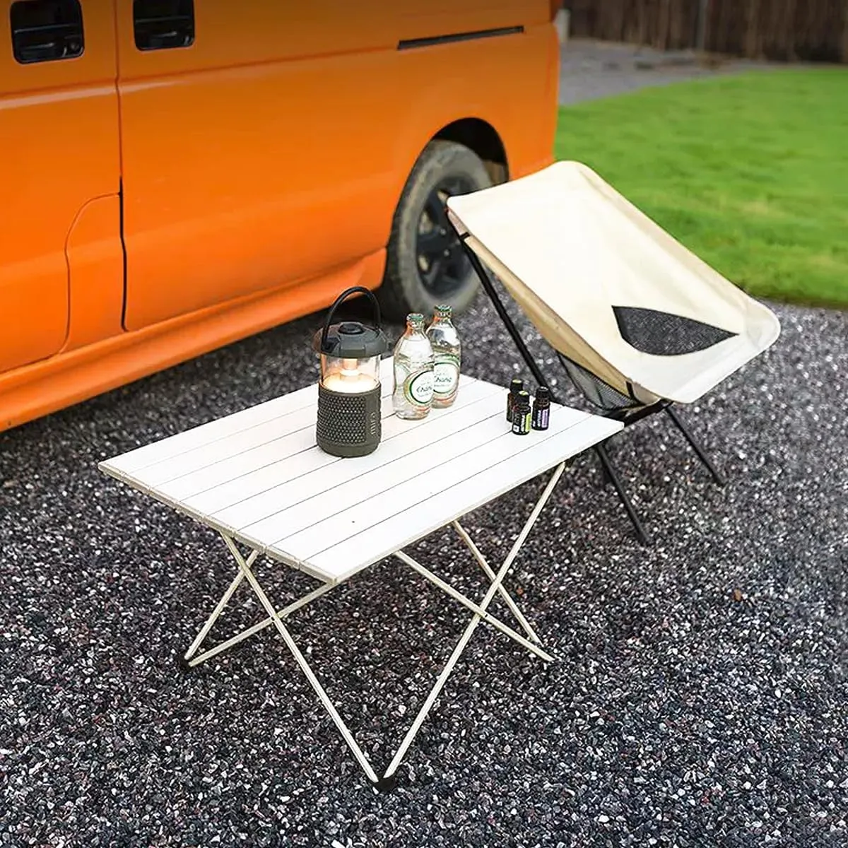 Portable Camping Table- Ultralight Aluminum Folding Table for Camping, Hiking, Backpacking, and Outdoor Adventures - Includes Carry Bag for Easy Travel and Storage (Silver, M)