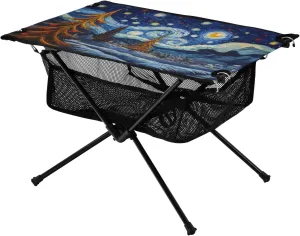 Portable Camping Table Village and Starry Sky Outdoor Foldable Camp Tables for Outside, Camping, Hiking, Tailgating