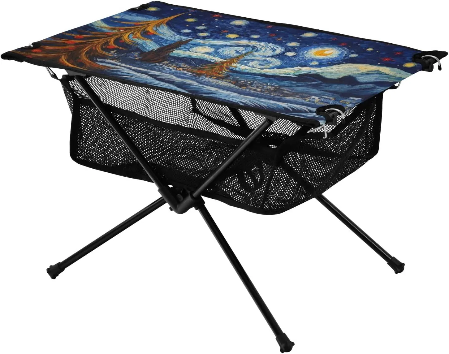 Portable Camping Table Village and Starry Sky Outdoor Foldable Camp Tables for Outside, Camping, Hiking, Tailgating