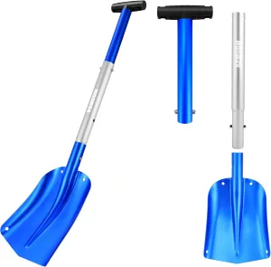 Portable Colorful Telescopic Aluminum Car Adjustable Extended Edition Snow Shovel (Blue   Silver)