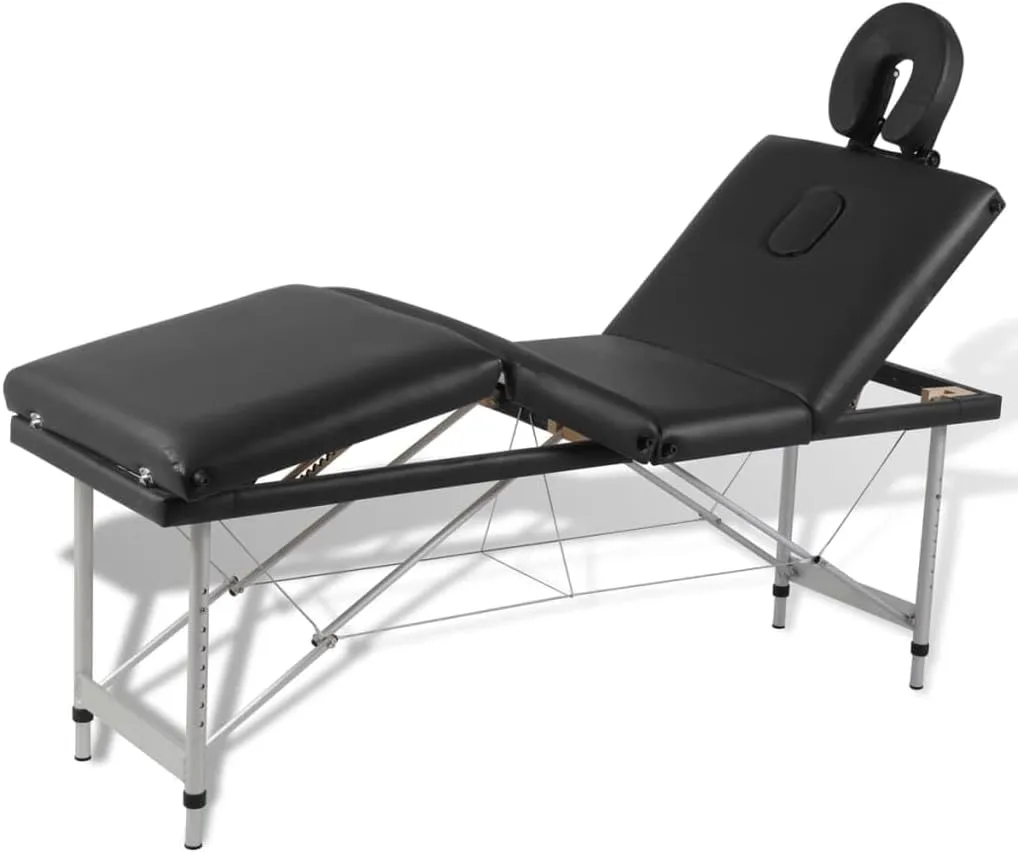 Portable Comfort with Adjustable Foldable Massage Table, Durable Foam Padding, Aluminum Frame, Black