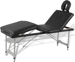 Portable Comfort with Adjustable Foldable Massage Table, Durable Foam Padding, Aluminum Frame, Black