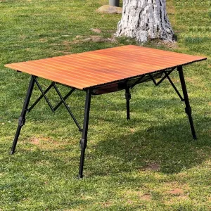 Portable Foldable with Adjustable Legs Aluminum Roll Up Table with Carrying Bag Outdoor Beach Backyards Camping Table
