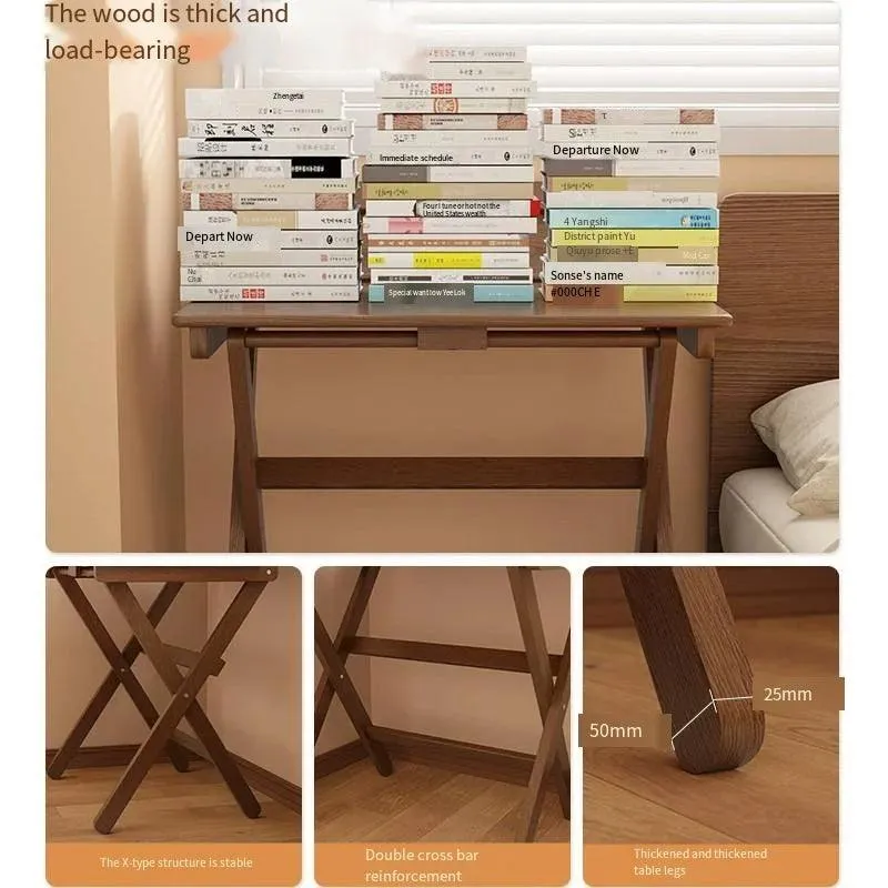 Portable Folding Bedside Desk | Small Solid Wood Dining Table | Hot New Compact Desk