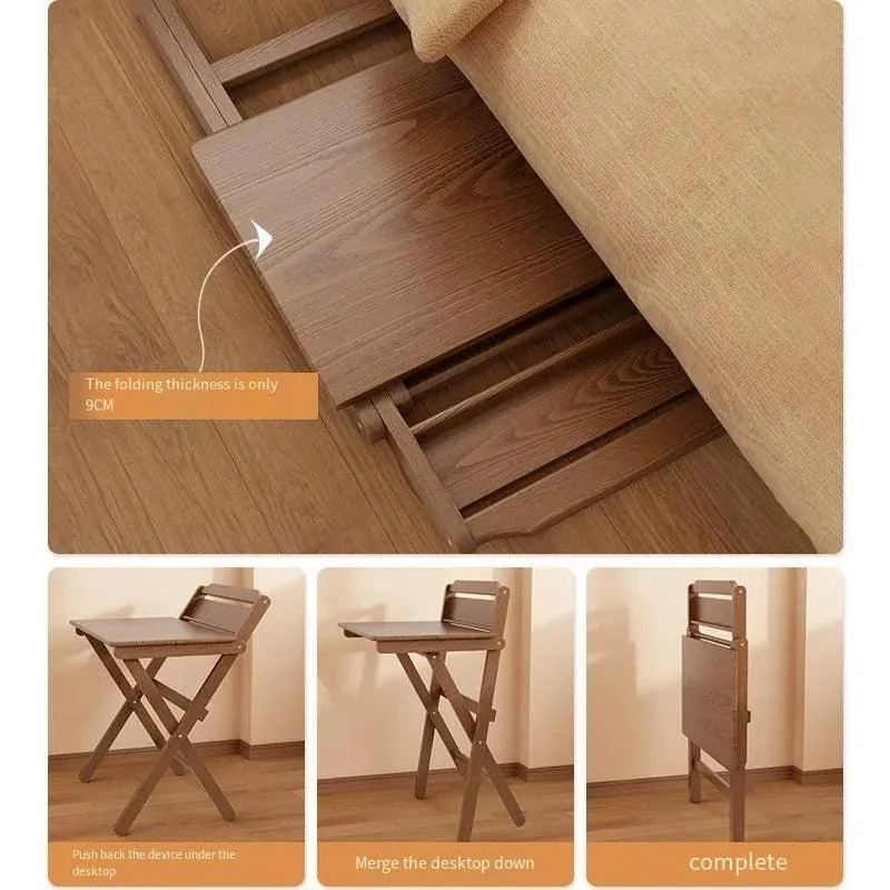 Portable Folding Bedside Desk | Small Solid Wood Dining Table | Hot New Compact Desk