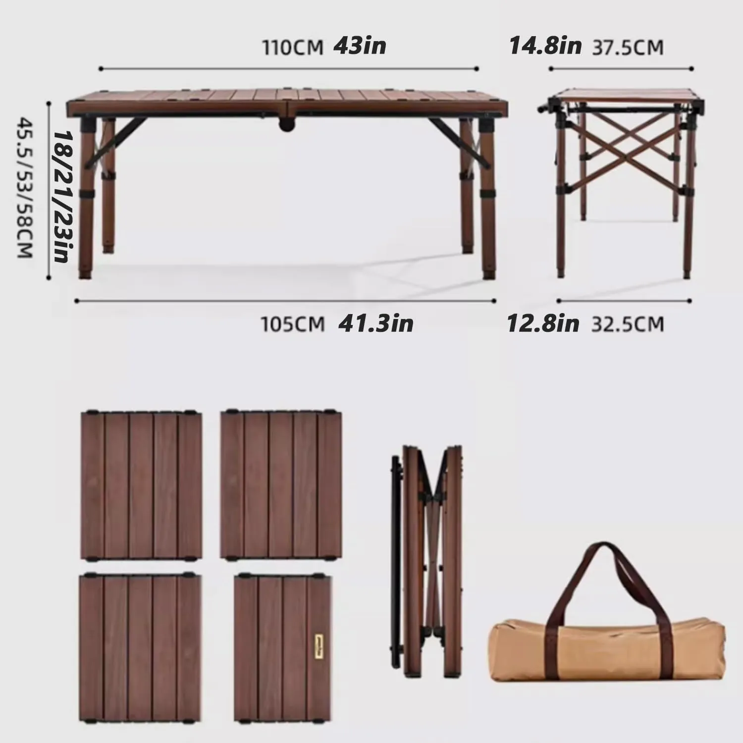 Portable Outdoor Camping Table Large Stable & Sturdy Foldable Camp Table with Aluminum Roll Up Tabletop with Storage Carrying Bag for Outdoor Picnic Beach BBQ RV Traveling(A)