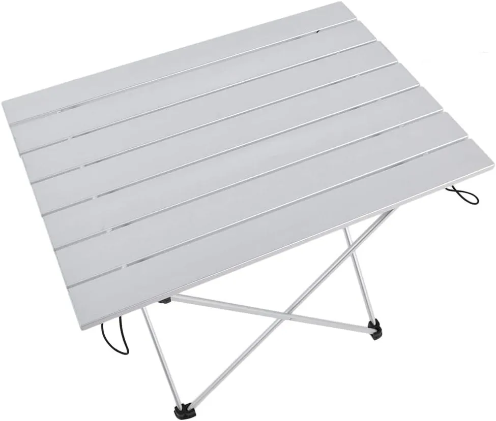Portable Outdoor Camping Table with High Strength Aluminum Alloy Frame, Foldable Desk Table for Picnic Hiking Fishing Garden Barbecue, Lightweight with sturdy Nylon (Aluminum