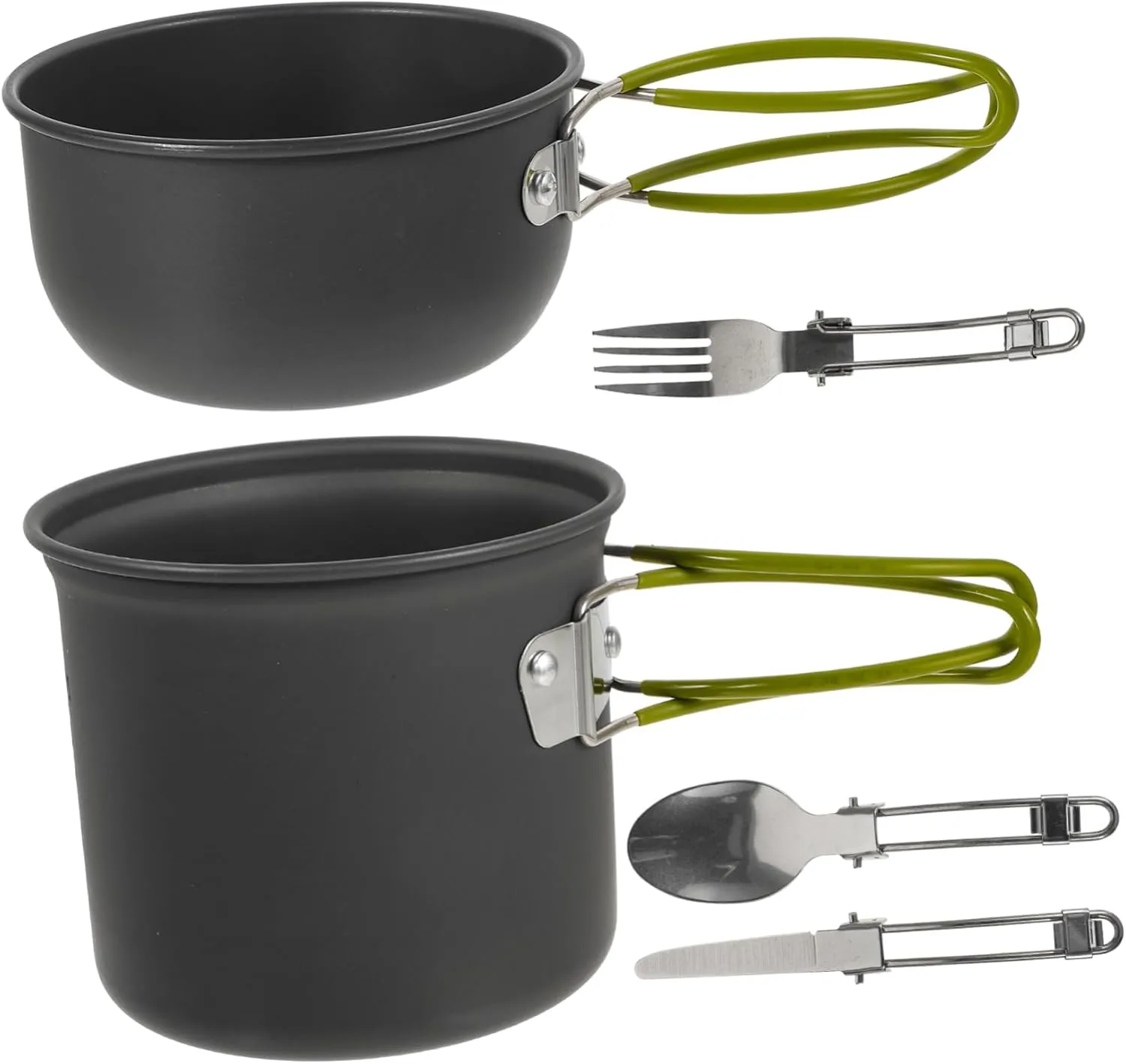 Portable Outdoor Cooking Utensils Set 2-Piece Aluminum Alloy Pot Easy-Clean Carry Design for Hiking Camping