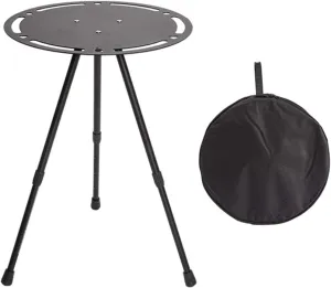 Portable Outdoor Side Table Aluminum Alloy Folding Round Table Camping Table for Camp Coffee Travel